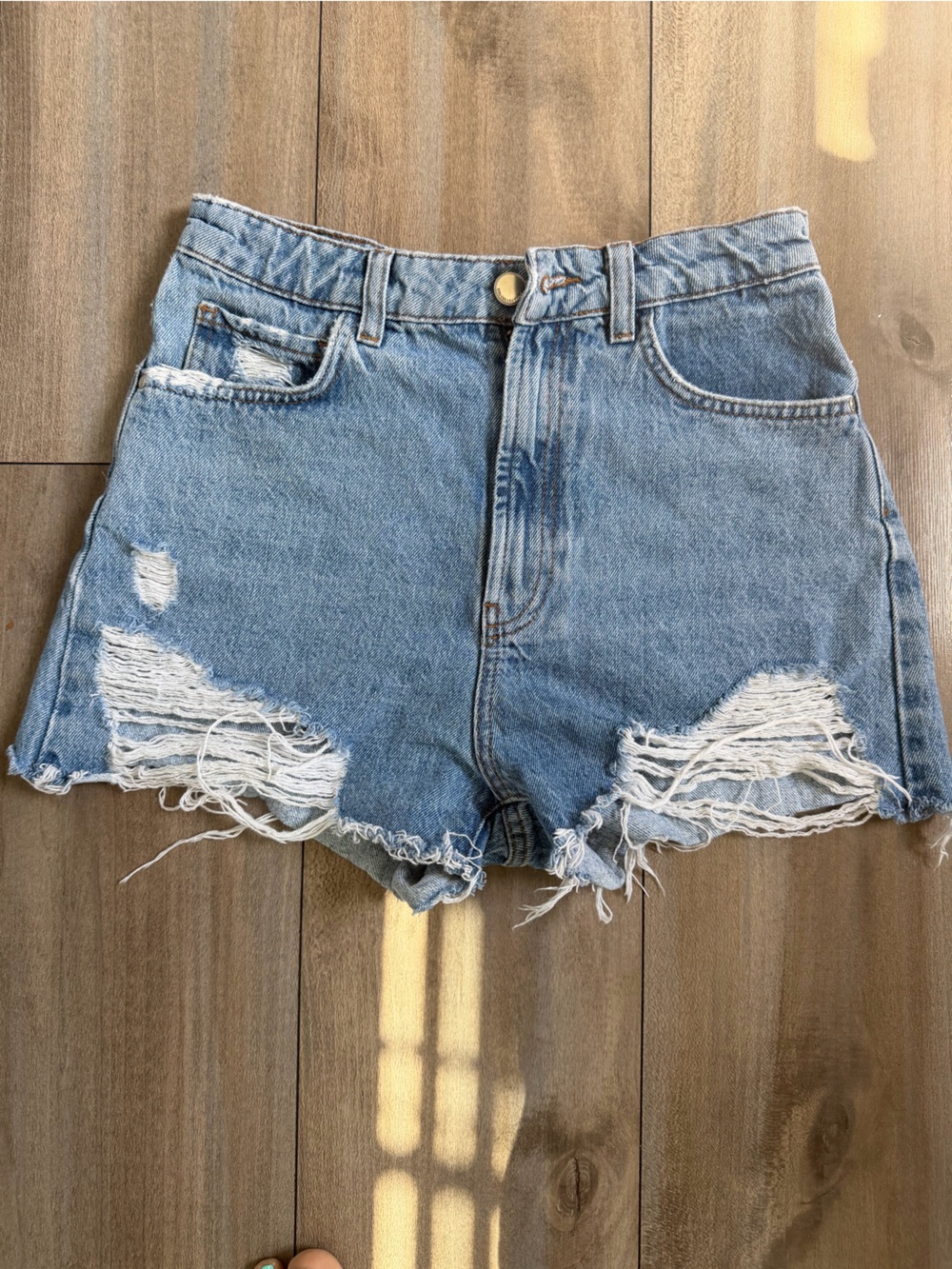 Zara Light Blue Washed Denim short